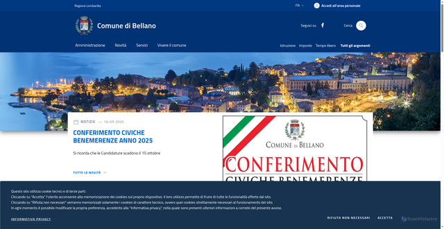 Security scan screenshot of https://www.comune.bellano.lc.it/