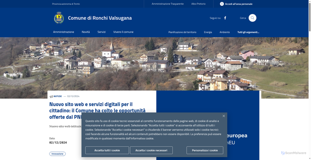Security scan screenshot of https://www.comune.ronchi.tn.it/