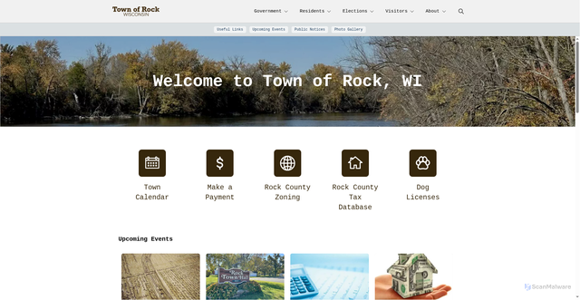 Security scan screenshot of https://townofrockwi.gov/