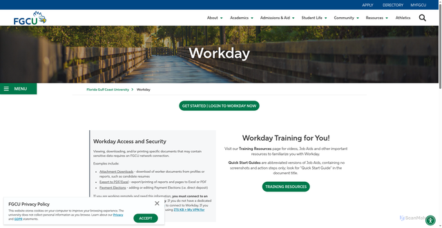 Security scan screenshot of https://www.fgcu.edu/workday/