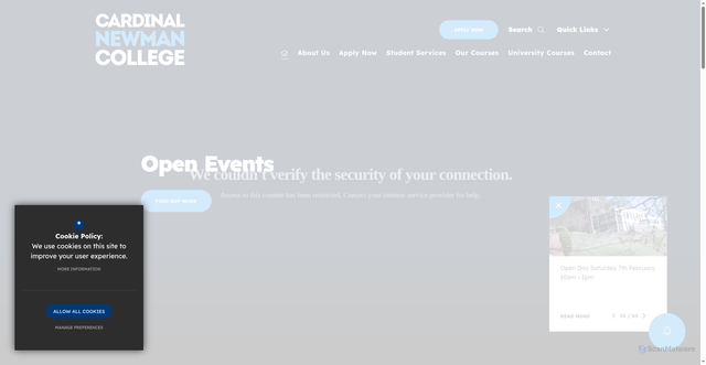 Security scan screenshot of https://www.cardinalnewman.ac.uk/