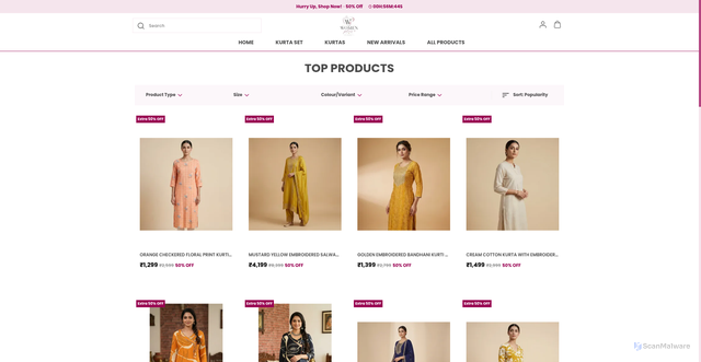 Security scan screenshot of https://thewomenplus.com/TOP-PRODUCTS/collection/h2DLmzfc