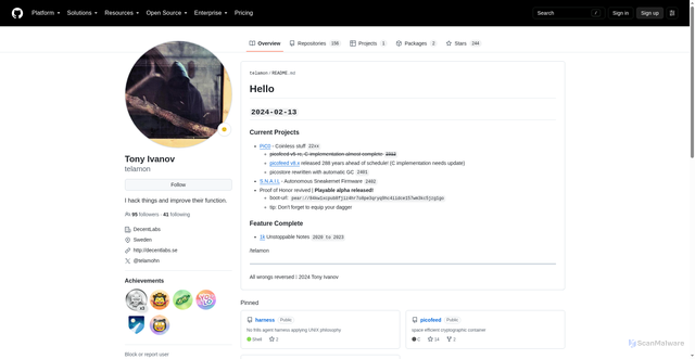 Security scan screenshot of https://tonyivanov.se