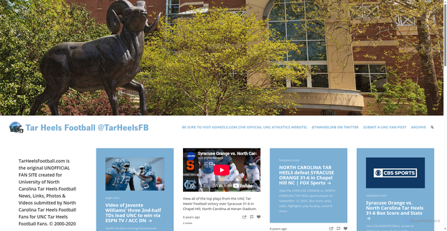 Security scan screenshot of https://tarheelsfootball.com/