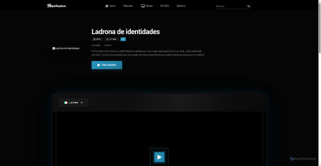 Security scan screenshot of https://pelisplus.yt/movies/ladrona-de-identidades/