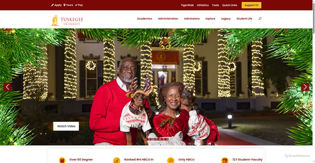 Security scan screenshot of https://www.tuskegee.edu/