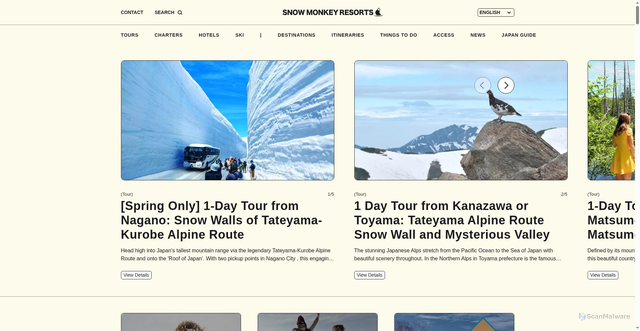 Security scan screenshot of https://www.snowmonkeyresorts.com