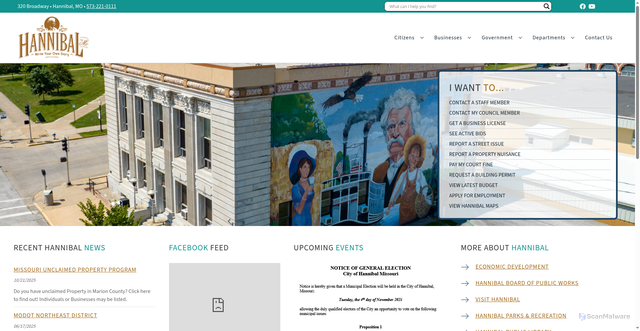 Security scan screenshot of https://hannibal-mo.gov/