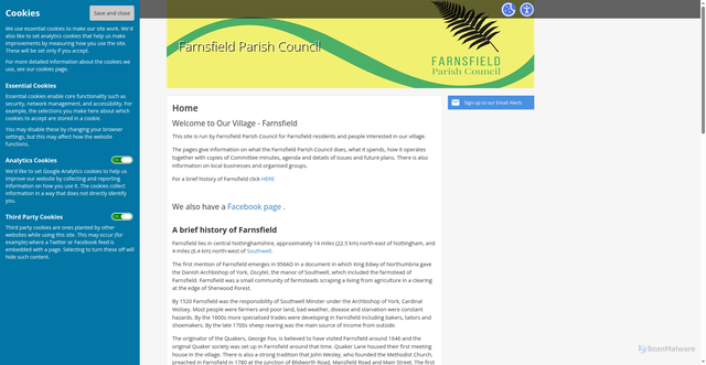 Security scan screenshot of https://www.farnsfield-pc.gov.uk/community/farnsfield-parish-council-13018/home/