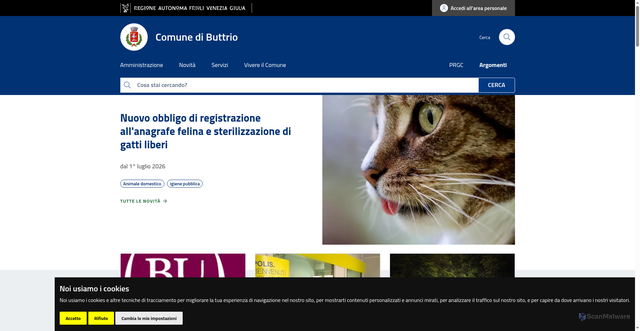 Security scan screenshot of https://www.comune.buttrio.ud.it