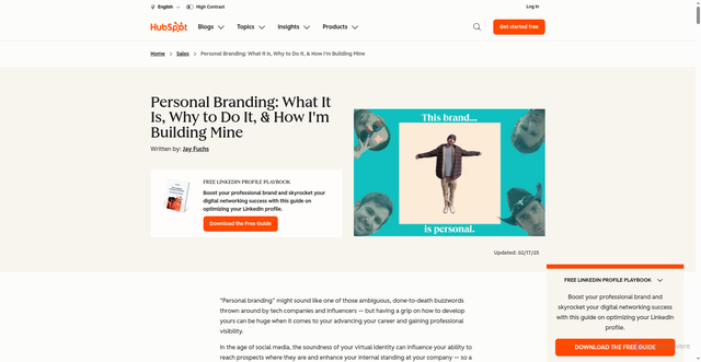 Security scan screenshot of https://blog.hubspot.com/sales/the-ultimate-guide-to-personal-branding