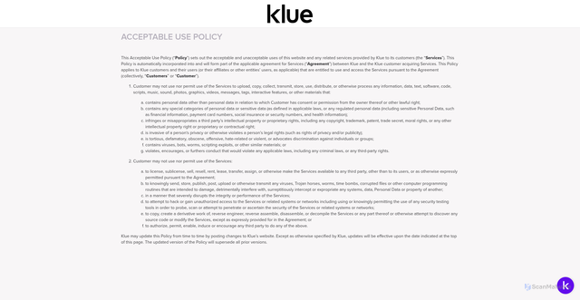 Security scan screenshot of https://v2.app.klue.com
