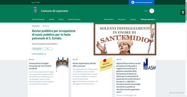 Security scan screenshot of https://www.comune.leporano.ta.it/