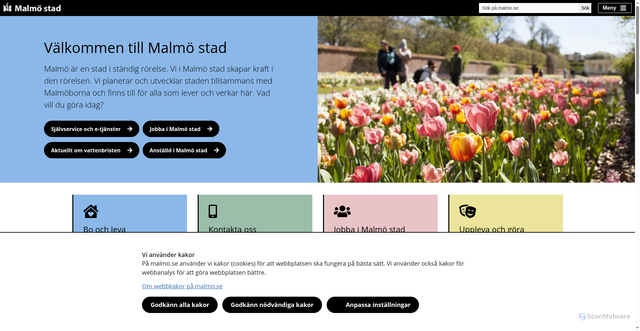 Security scan screenshot of http://www.malmo.se
