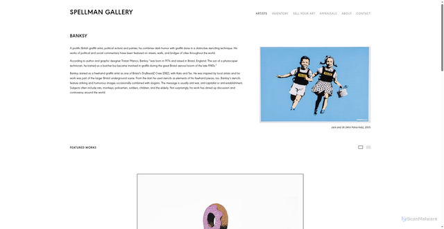 Security scan screenshot of https://www.spellmangallery.com/artists/banksy