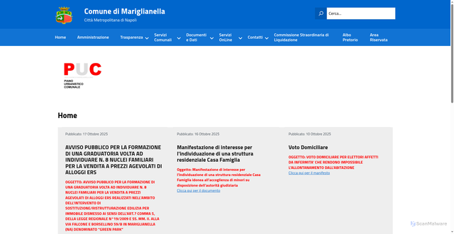 Security scan screenshot of https://www.comune.mariglianella.na.it/