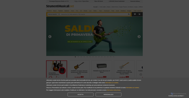 Security scan screenshot of https://www.strumentimusicali.net