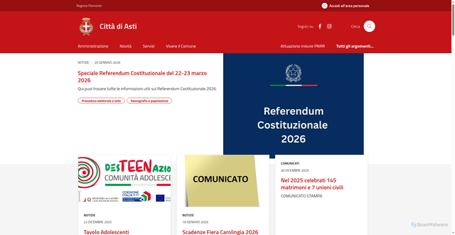 Security scan screenshot of https://www.comune.asti.it/
