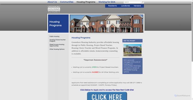Security scan screenshot of http://www.gha-nc.org/housing-programs/default.aspx