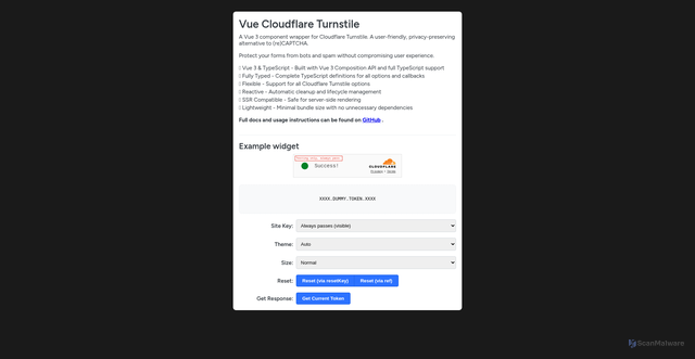Security scan screenshot of https://vue-cloudflare-turnstile.pages.dev/