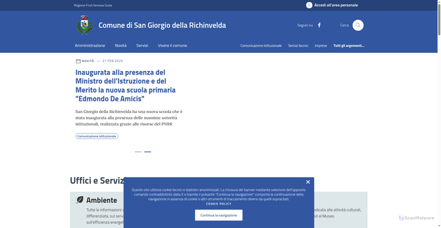 Security scan screenshot of https://comune.sangiorgiodellarichinvelda.pn.it/