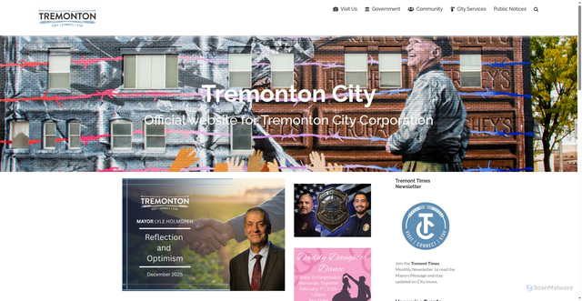Security scan screenshot of https://tremontoncity.gov/