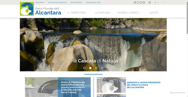 Security scan screenshot of https://www.parcoalcantara.it/