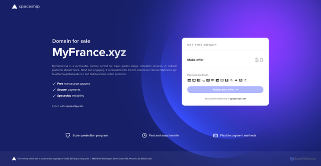 Security scan screenshot of https://myfrance.xyz