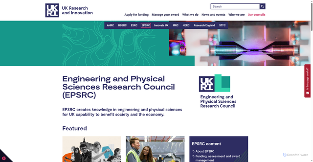 Security scan screenshot of http://www.epsrc.ac.uk