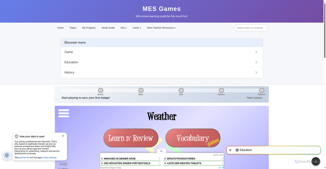 Security scan screenshot of https://www.mes-games.com/weather.php