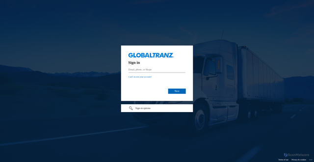 Security scan screenshot of https://globaltranz.visualstudio.com