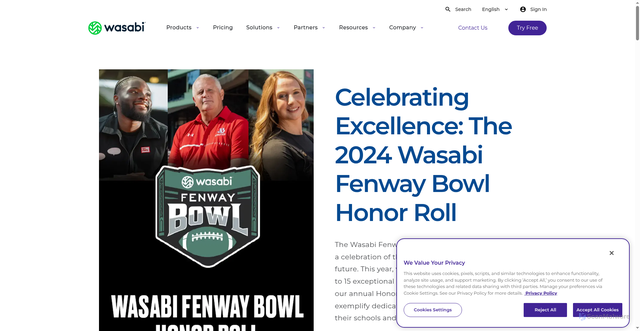 Security scan screenshot of https://wasabi.com/company/events/fenwaybowl