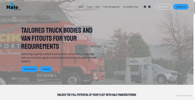 Security scan screenshot of https://halemanufacturing.co.nz/