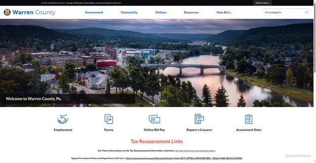 Security scan screenshot of https://warrencountypa.gov/