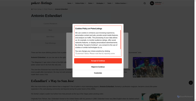 Security scan screenshot of https://www.pokerlistings.com/poker-player/antonio-esfandiari