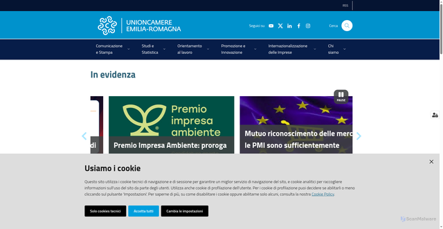 Security scan screenshot of https://www.ucer.camcom.it/