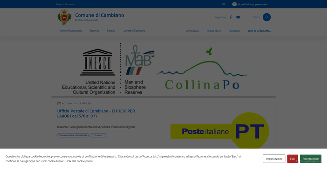 Security scan screenshot of https://www.comune.cambiano.to.it