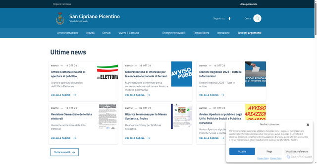 Security scan screenshot of https://www.comune.sanciprianopicentino.sa.it/