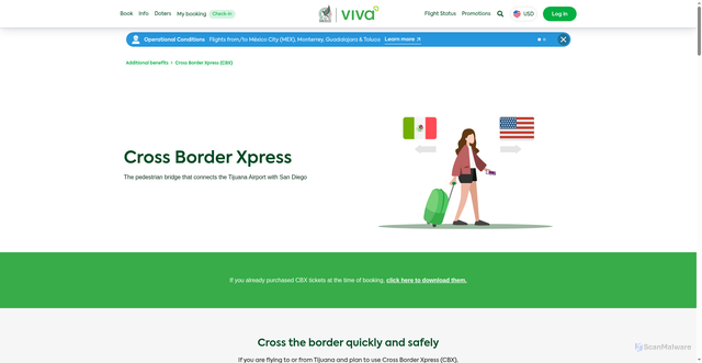 Security scan screenshot of https://www.vivaaerobus.com/en-us/add-ons/cross-border-xpress