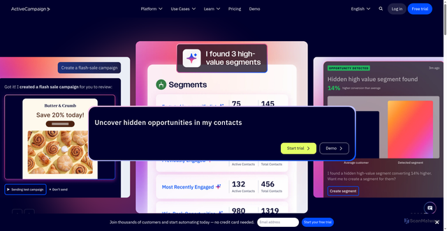 Security scan screenshot of https://activehosted.com