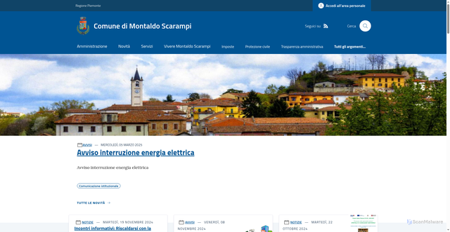 Security scan screenshot of https://www.comune.montaldoscarampi.at.it/