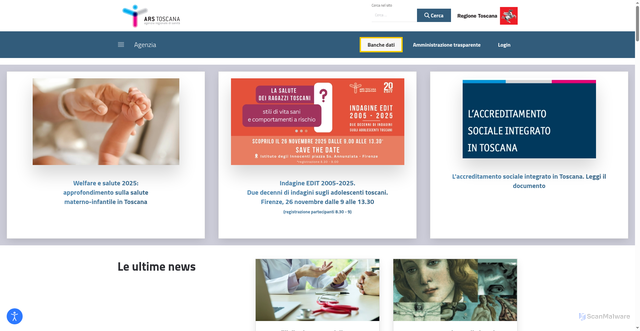 Security scan screenshot of https://www.ars.toscana.it/