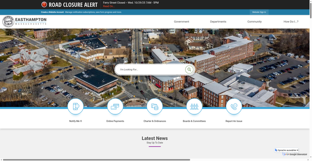 Security scan screenshot of https://easthamptonma.gov/