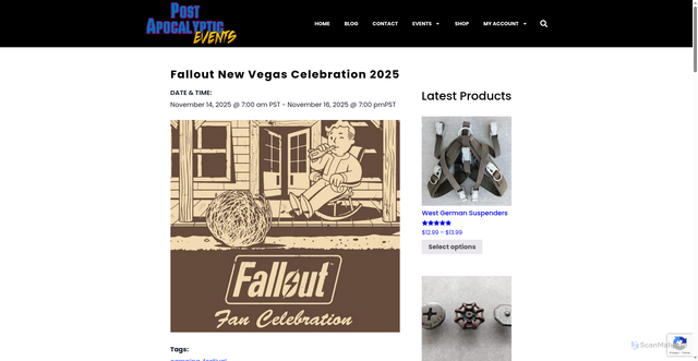 Security scan screenshot of https://postapocevents.com/event/fallout-new-vegas-celebration-2025/?srsltid=AfmBOor0NWJN3JUQtNl8WiFe5atZocEOdeI7Y1MJTbr79vs3l-aCChjT