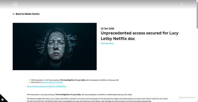 Security scan screenshot of https://www.itn.co.uk/media-centre/itn-productions-secures-unprecedented-access-lucy-letby-netflix-doc