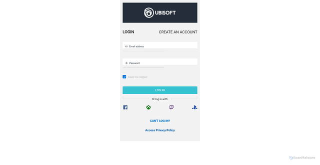 Security scan screenshot of https://connect.ubisoft.com/login?appId=314d4fef-e568-454a-ae06-43e3bece12a6