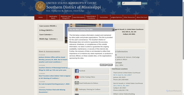 Security scan screenshot of https://mssb.uscourts.gov