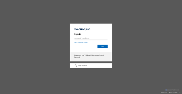 Security scan screenshot of https://vwcredit.sharepoint.com