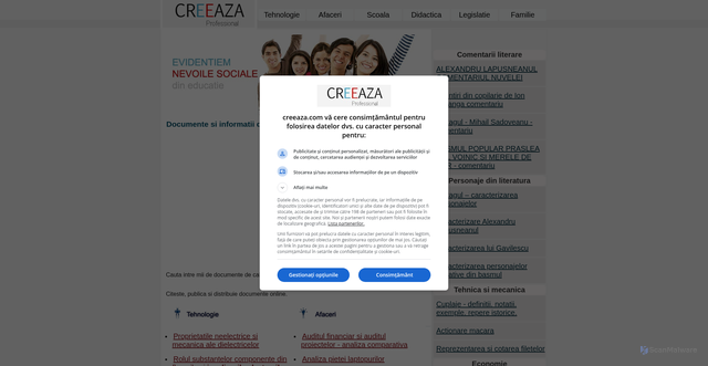 Security scan screenshot of https://www.creeaza.com
