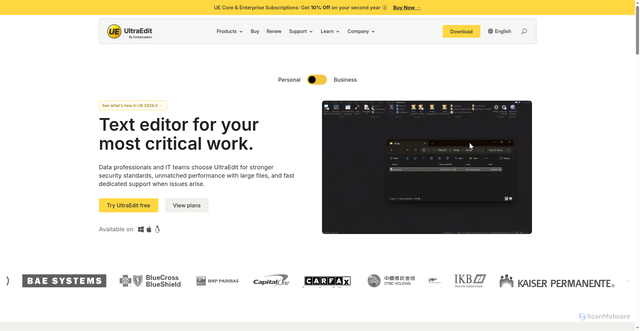 Security scan screenshot of https://ultraedit.com